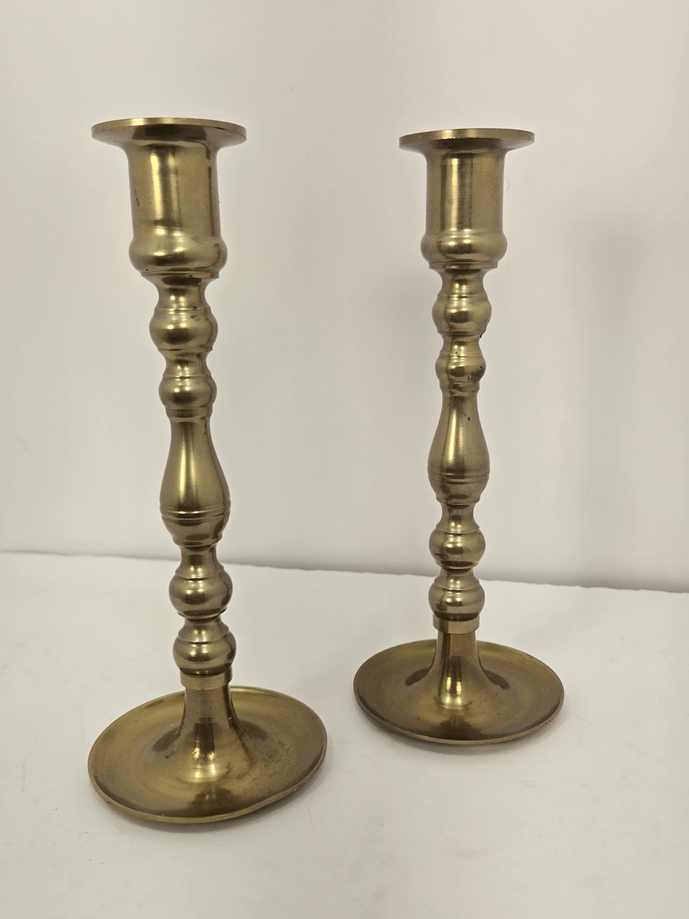 Pair Vintage Brass Candlesticks About 7" Tall, Price Products, Made In Taiwan